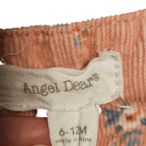 Angel Dear Baby Dress – 6–12 Months – Peach Floral with Snap Straps & Side Snaps - Picture 5 of 6